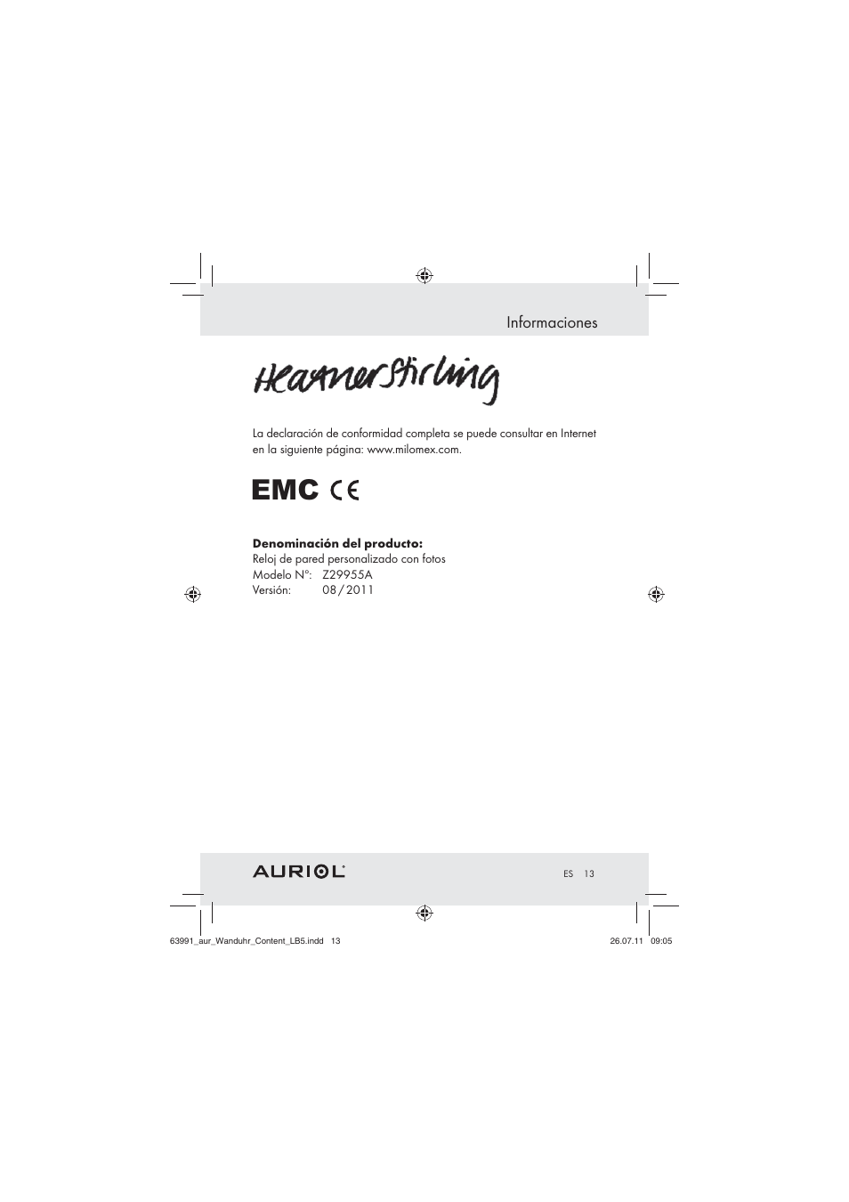 Informaciones | Auriol Z29955A User Manual | Page 11 / 47