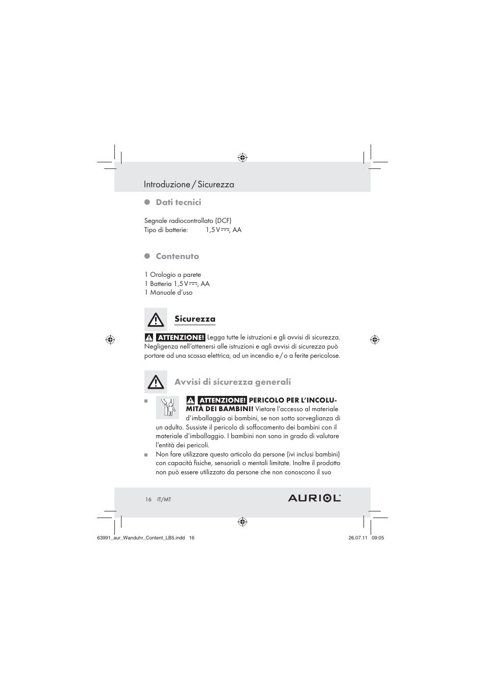 Introduzione / sicurezza | Auriol Z29955A User Manual | Page 14 / 47