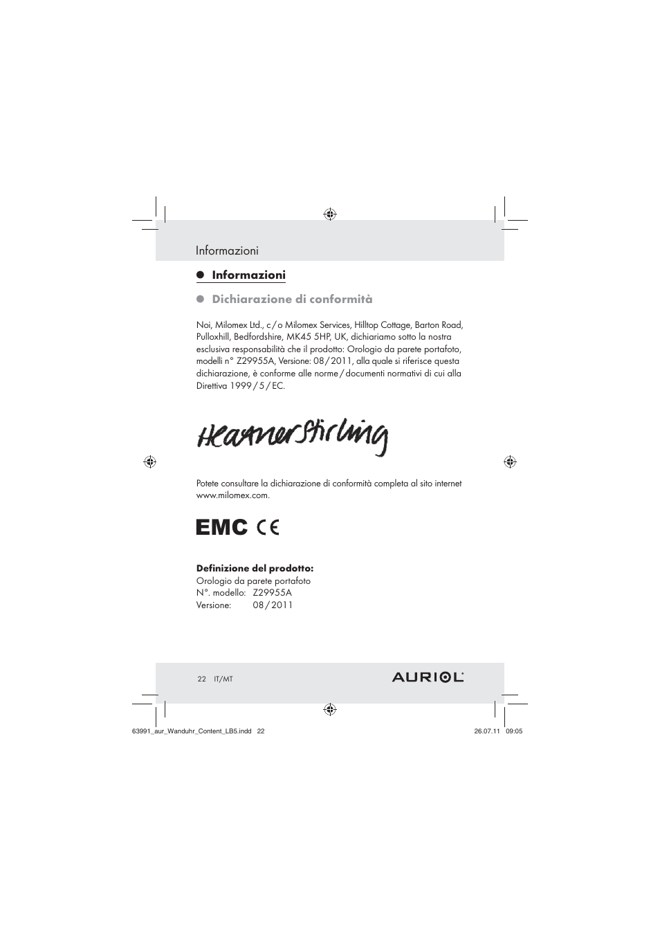Informazioni | Auriol Z29955A User Manual | Page 20 / 47