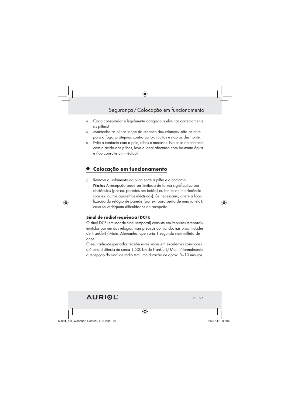 Segurança / colocação em funcionamento, Colocação em funcionamento | Auriol Z29955A User Manual | Page 25 / 47