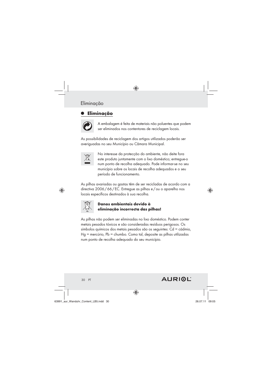 Eliminação | Auriol Z29955A User Manual | Page 28 / 47