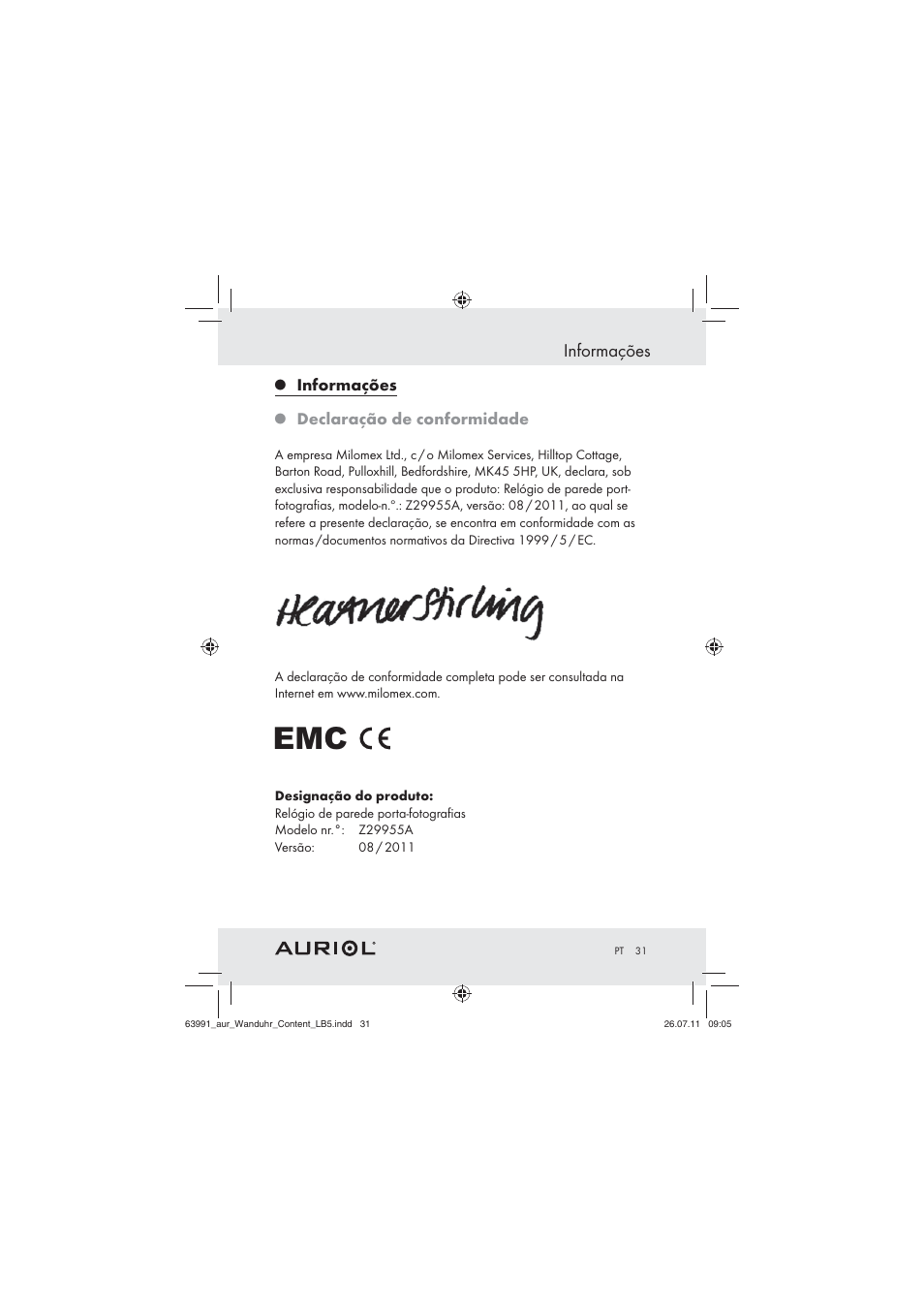 Informações | Auriol Z29955A User Manual | Page 29 / 47