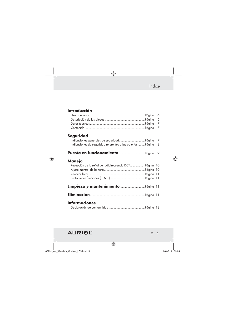 Índice | Auriol Z29955A User Manual | Page 3 / 47