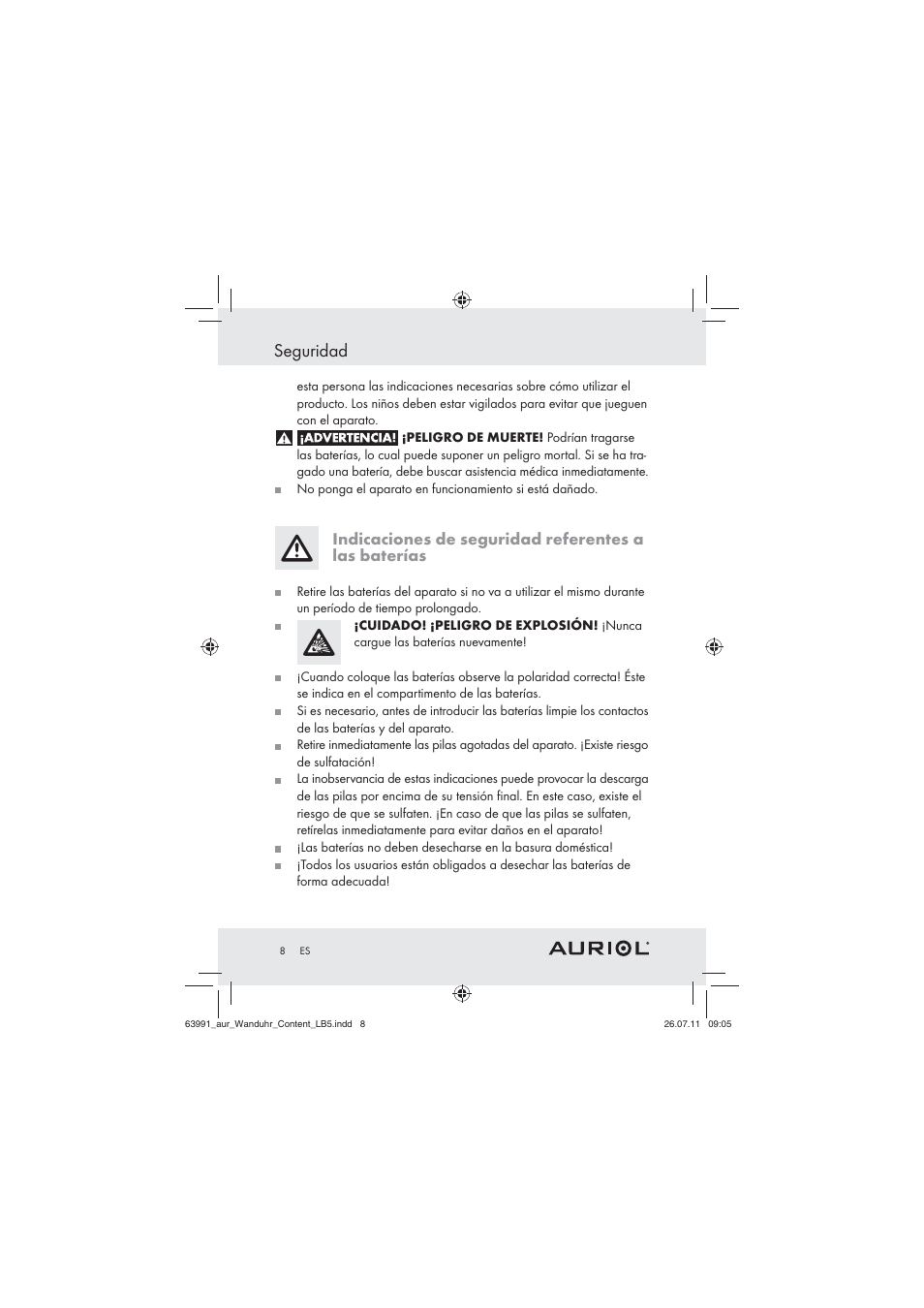 Seguridad | Auriol Z29955A User Manual | Page 6 / 47