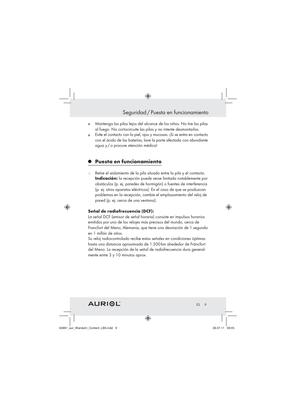 Seguridad / puesta en funcionamiento, Puesta en funcionamiento | Auriol Z29955A User Manual | Page 7 / 47