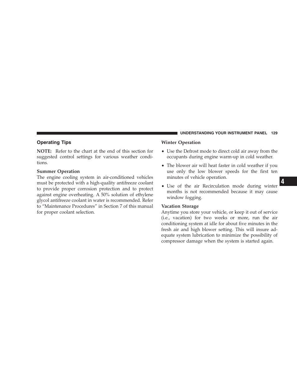 Operating tips | Dodge 2009 Viper User Manual | Page 131 / 299