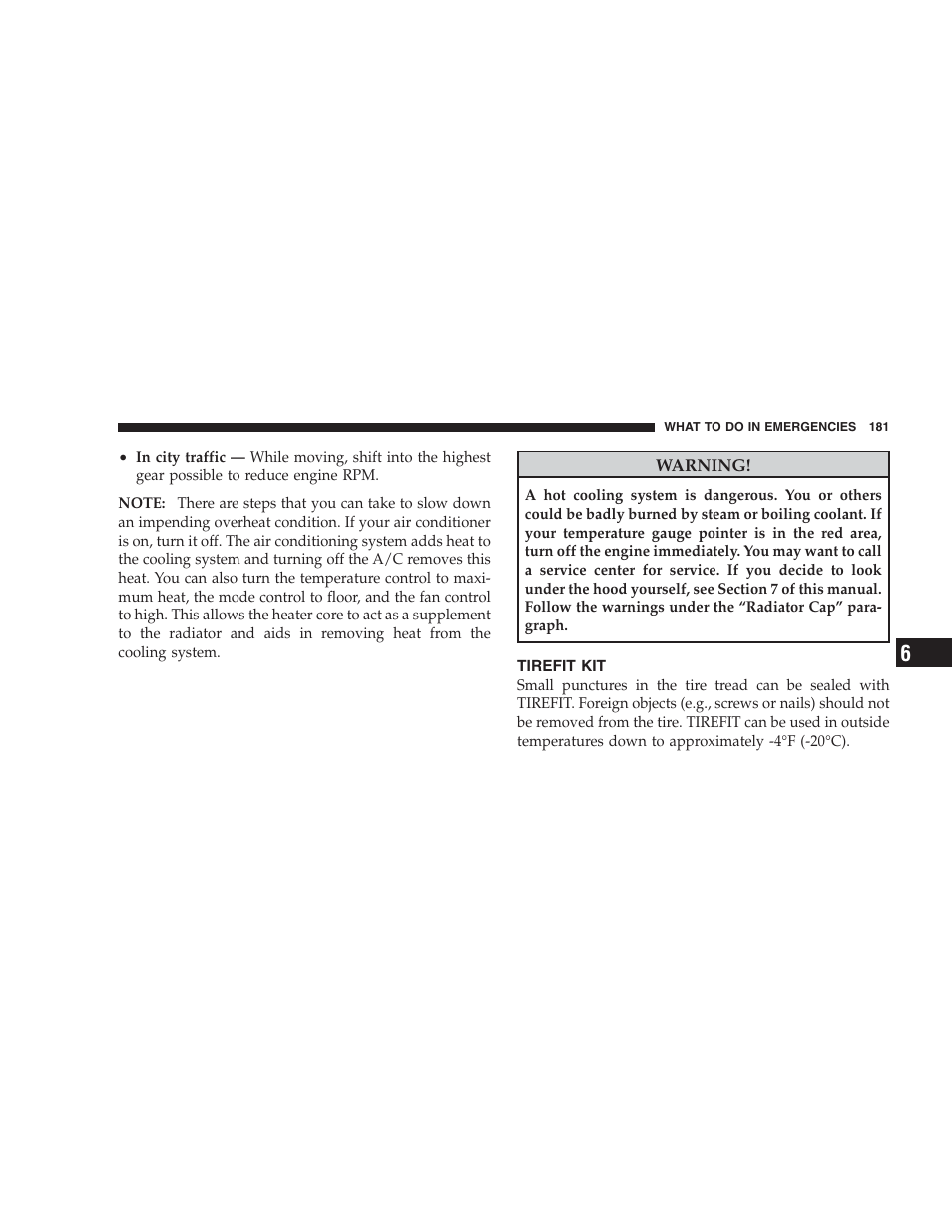 Tirefit kit | Dodge 2009 Viper User Manual | Page 183 / 299