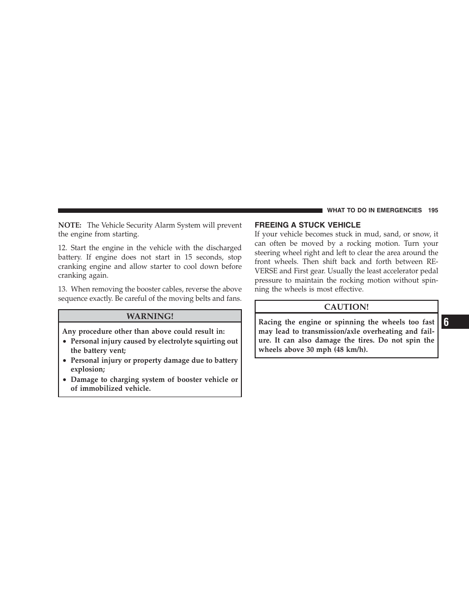 Freeing a stuck vehicle | Dodge 2009 Viper User Manual | Page 197 / 299