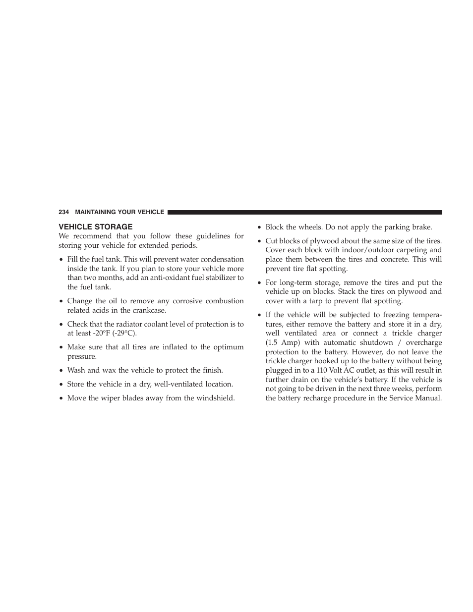 Vehicle storage | Dodge 2009 Viper User Manual | Page 236 / 299