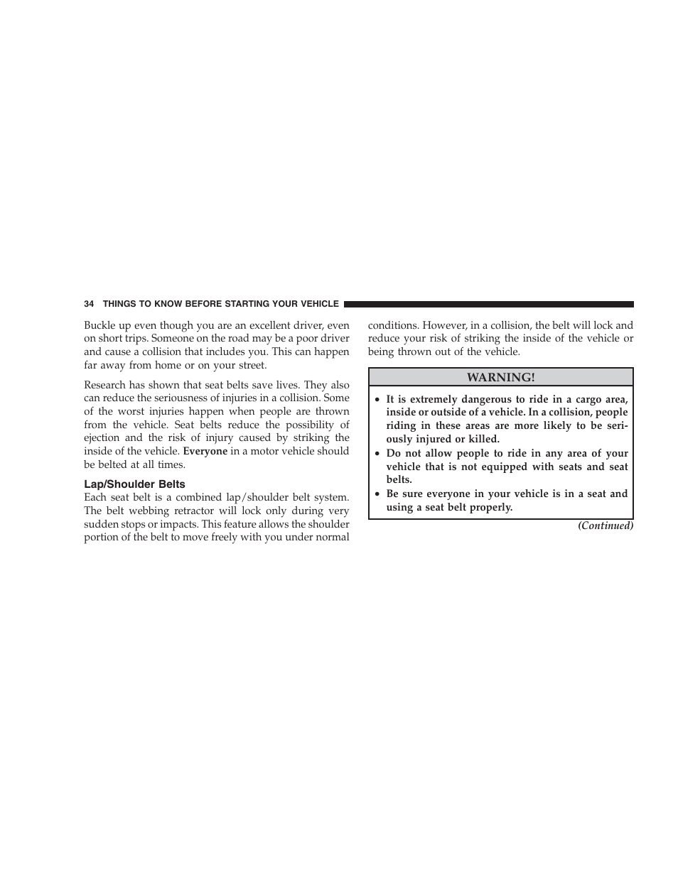 Lap/shoulder belts | Dodge 2009 Viper User Manual | Page 36 / 299