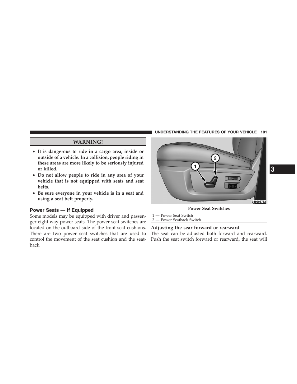 Power seats — if equipped | Dodge 2011 Ram 1500 User Manual | Page 102 / 622