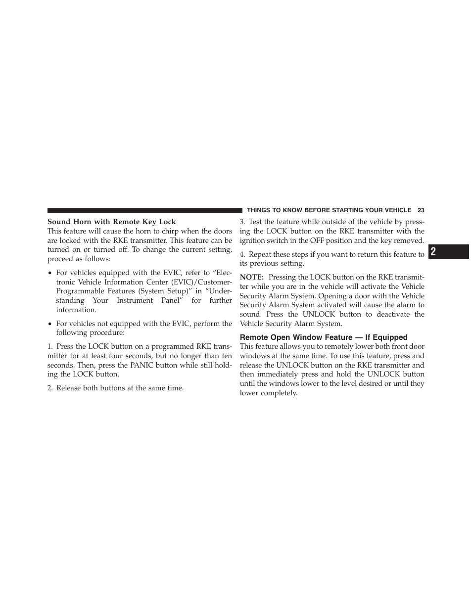 Remote open window feature — if equipped, Remote open window feature — if, Equipped | Dodge 2011 Ram 1500 User Manual | Page 24 / 622