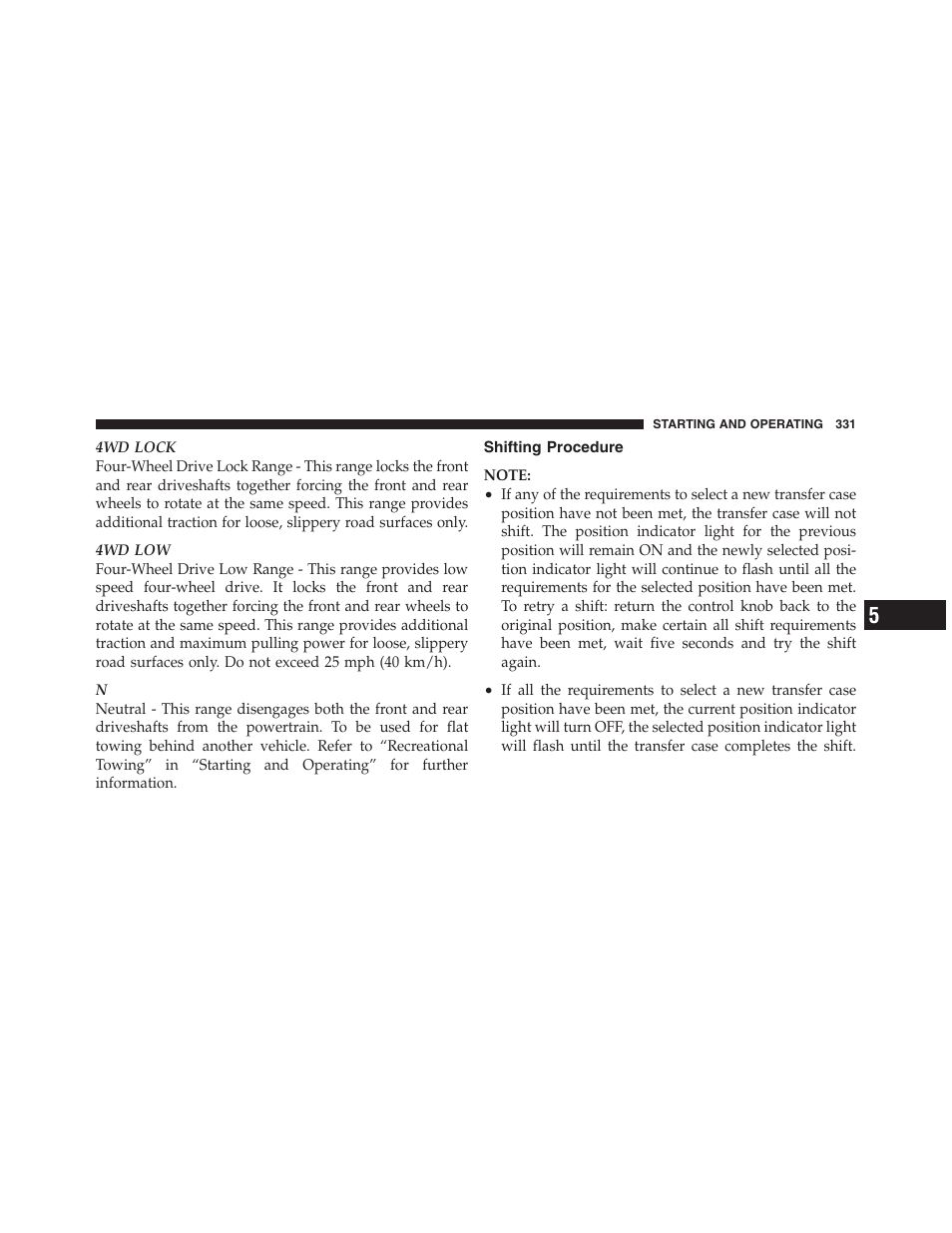 Shifting procedure | Dodge 2011 Ram 1500 User Manual | Page 332 / 622