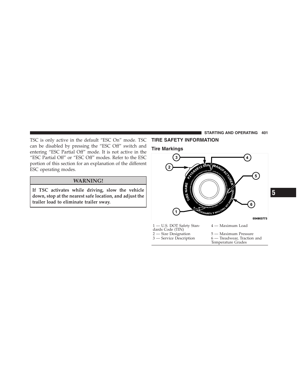 Tire safety information, Tire markings | Dodge 2011 Ram 1500 User Manual | Page 402 / 622