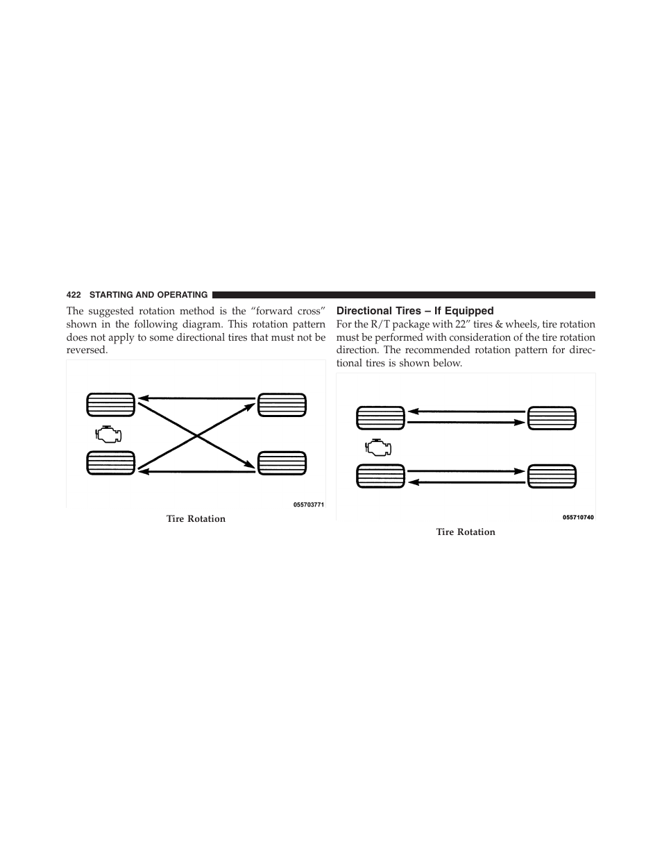 Directional tires – if equipped | Dodge 2011 Ram 1500 User Manual | Page 423 / 622