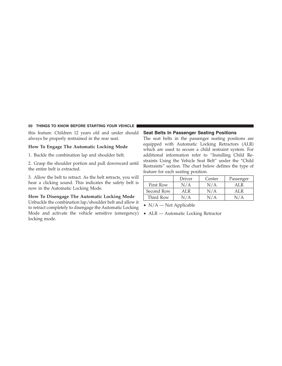 Seat belts in passenger seating positions | Dodge 2011 Ram 1500 User Manual | Page 51 / 622