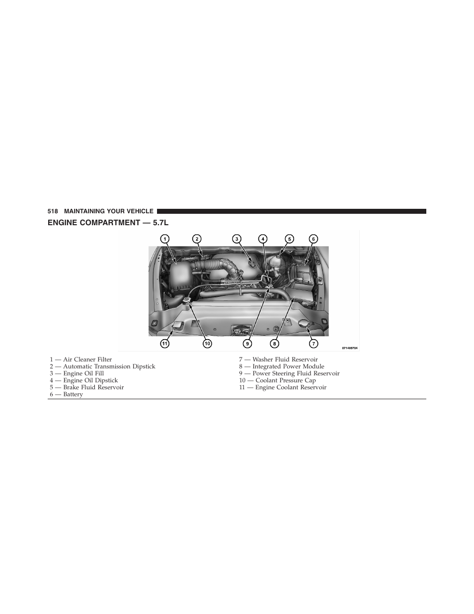 Engine compartment — 5.7l | Dodge 2011 Ram 1500 User Manual | Page 519 / 622