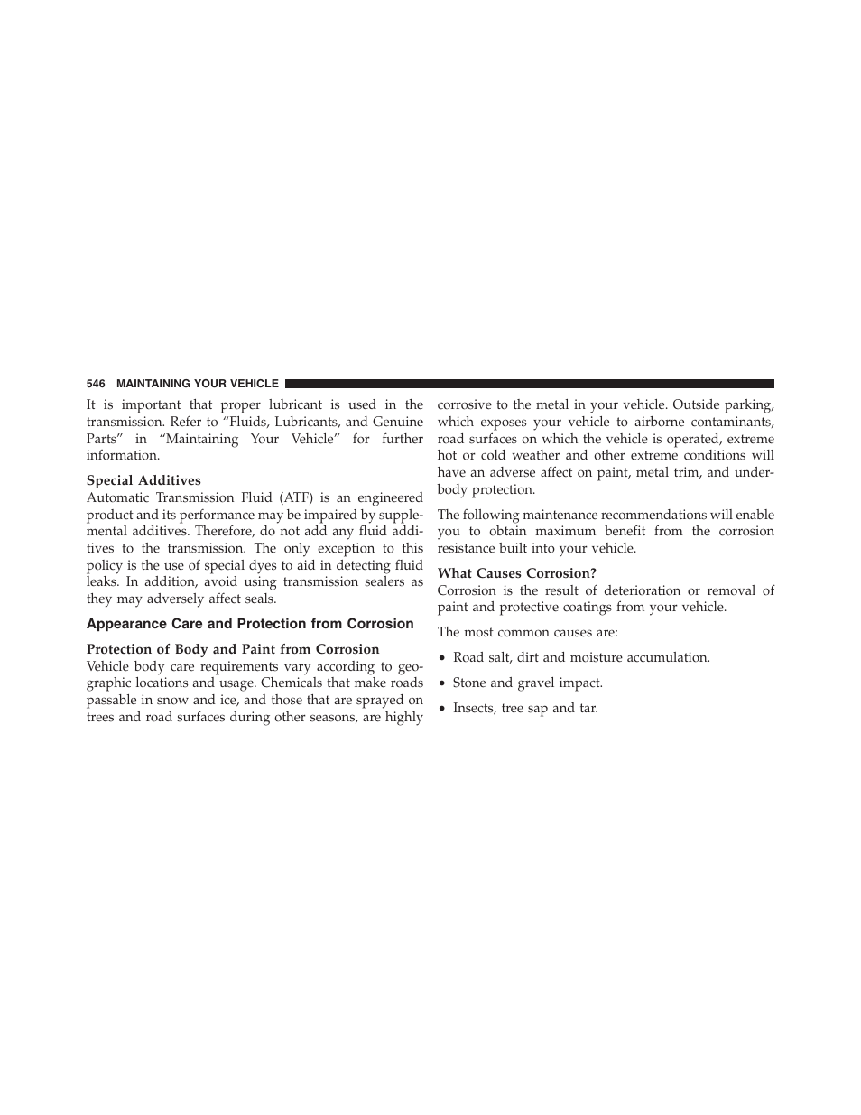 Appearance care and protection from corrosion, Appearance care and protection from, Corrosion | Dodge 2011 Ram 1500 User Manual | Page 547 / 622