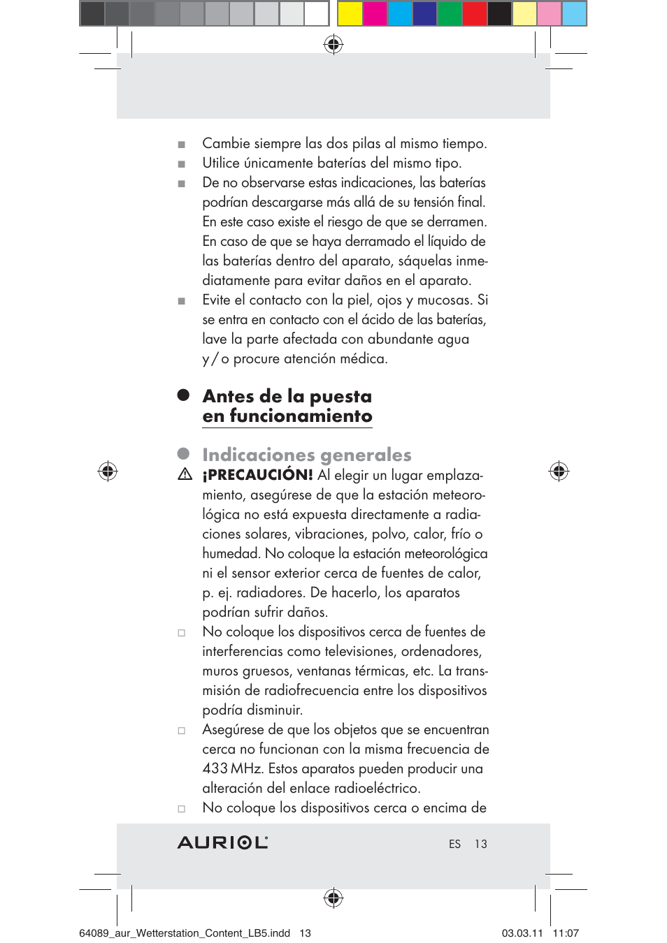 Antes de la puesta en funcionamiento, Indicaciones generales | Auriol Z29962A User Manual | Page 11 / 93