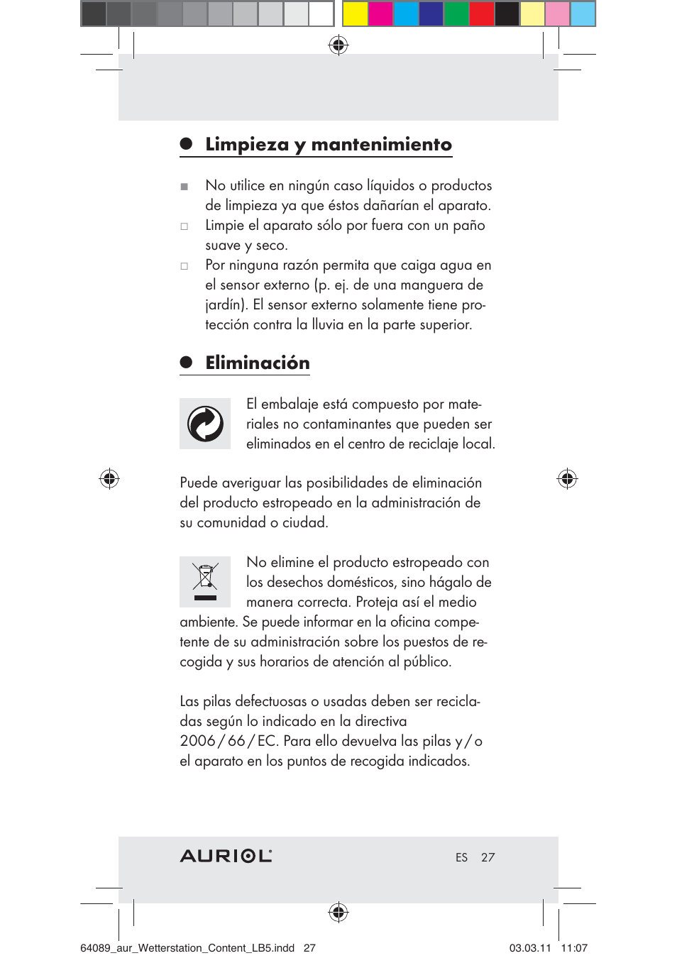 Limpieza y mantenimiento, Eliminación | Auriol Z29962A User Manual | Page 25 / 93