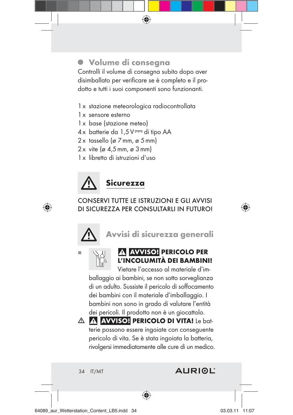 Volume di consegna, Sicurezza, Avvisi di sicurezza generali | Auriol Z29962A User Manual | Page 32 / 93