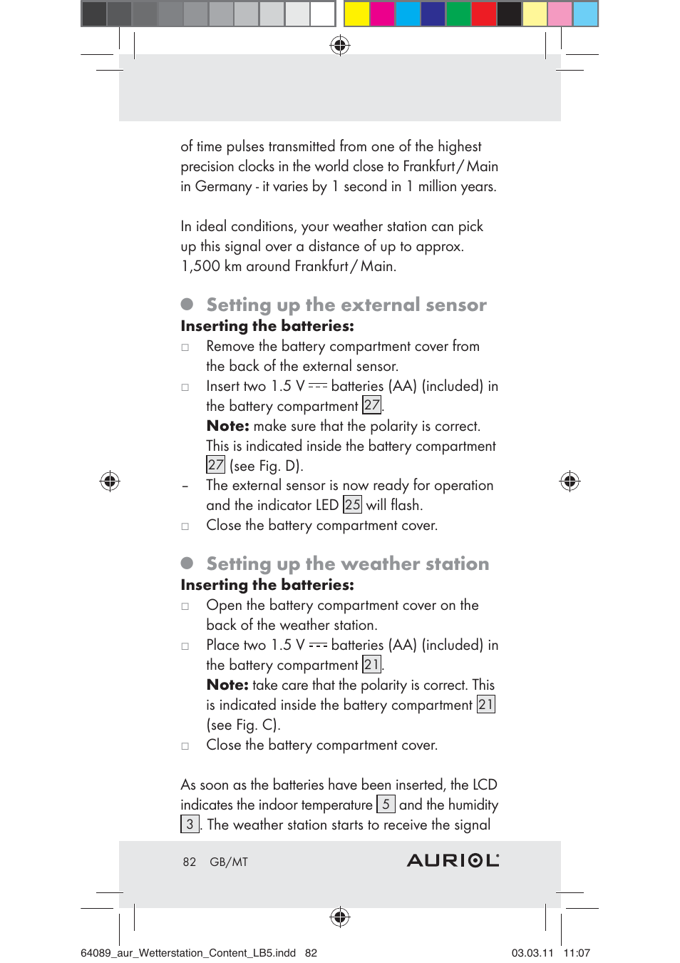 Setting up the external sensor, Setting up the weather station | Auriol Z29962A User Manual | Page 80 / 93