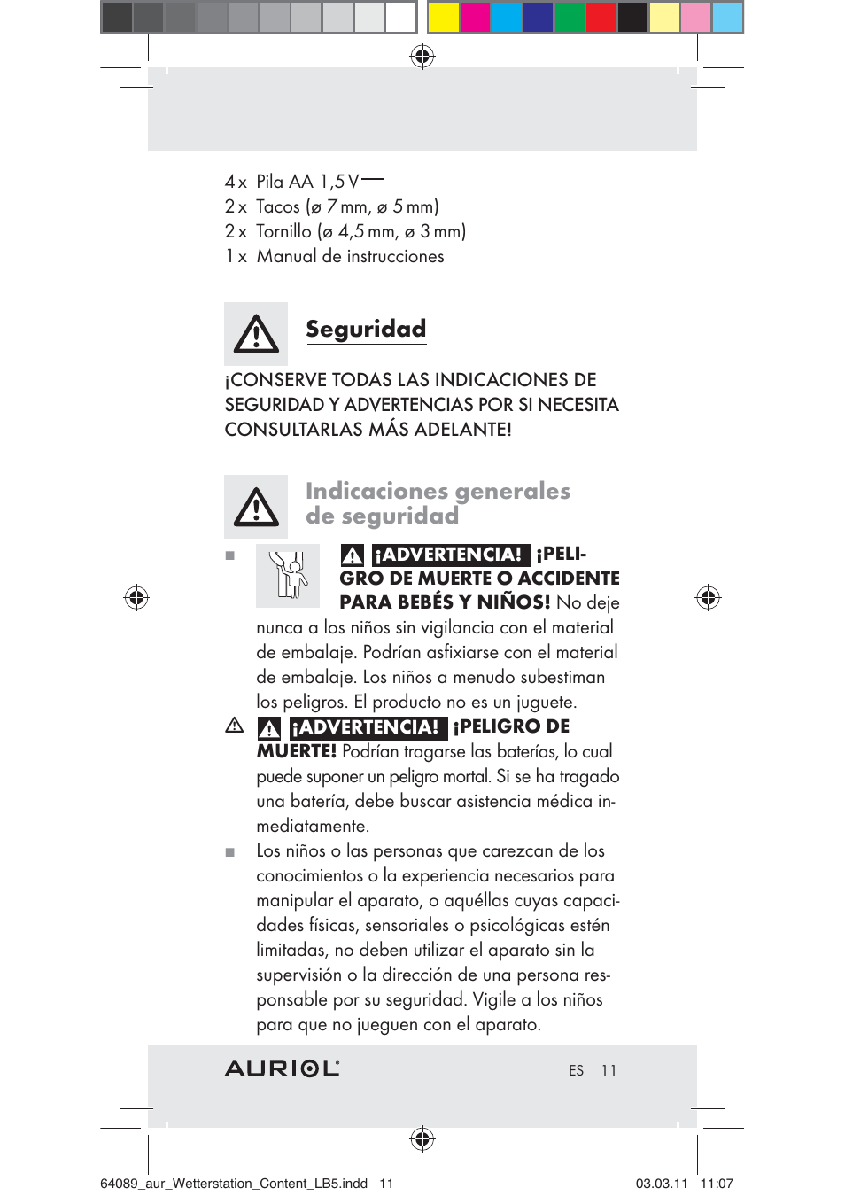 Seguridad, Indicaciones generales de seguridad | Auriol Z29962A User Manual | Page 9 / 93