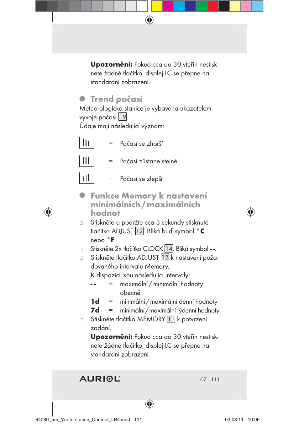 Trend počasí | Auriol Z29962A User Manual | Page 109 / 136