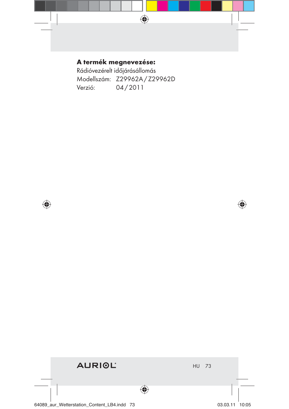 Auriol Z29962A User Manual | Page 71 / 136