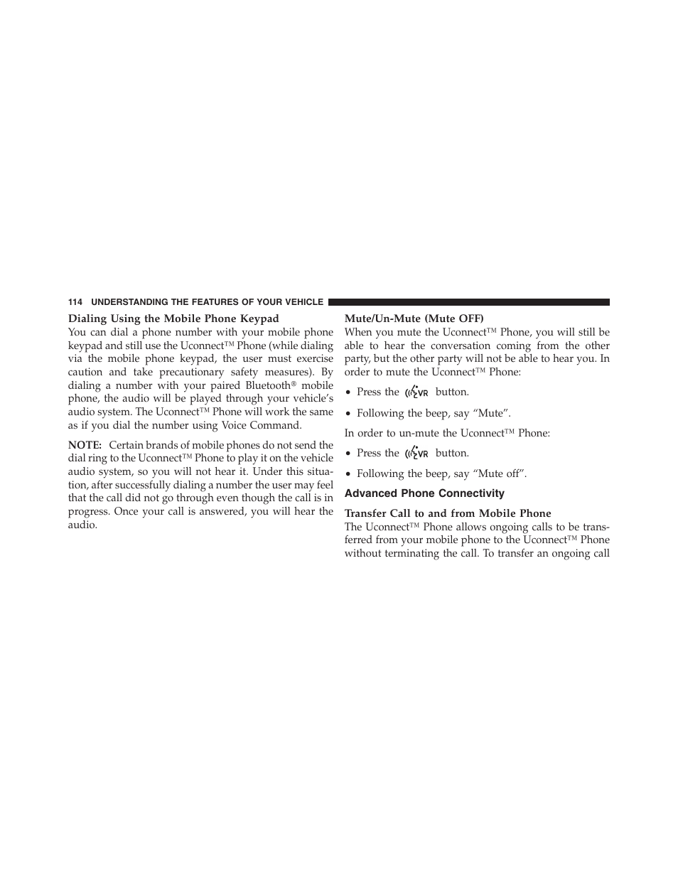 Advanced phone connectivity | Dodge 2011 Nitro User Manual | Page 115 / 484