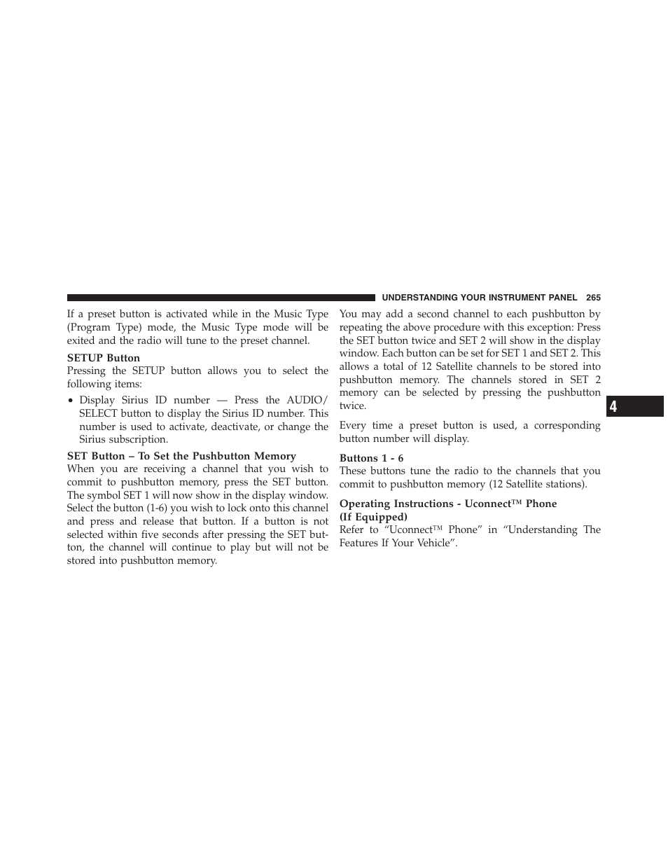 Operation instructions — cd mode for cd, And mp3 audio play | Dodge 2011 Nitro User Manual | Page 266 / 484