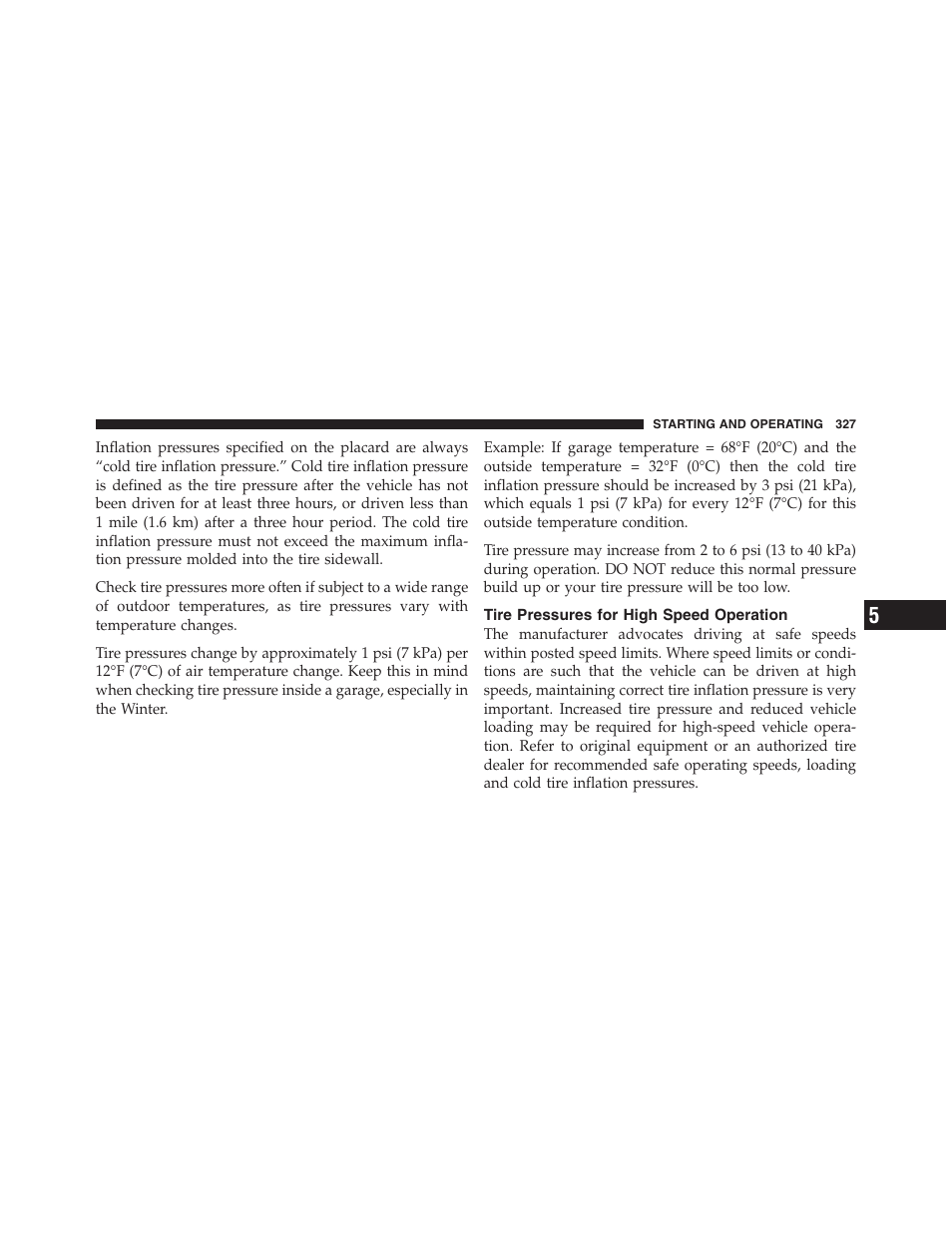 Tire pressures for high speed operation, Four-wheel drive operation — if equipped, Mp 143 single-speed part-time | Transfer case | Dodge 2011 Nitro User Manual | Page 328 / 484