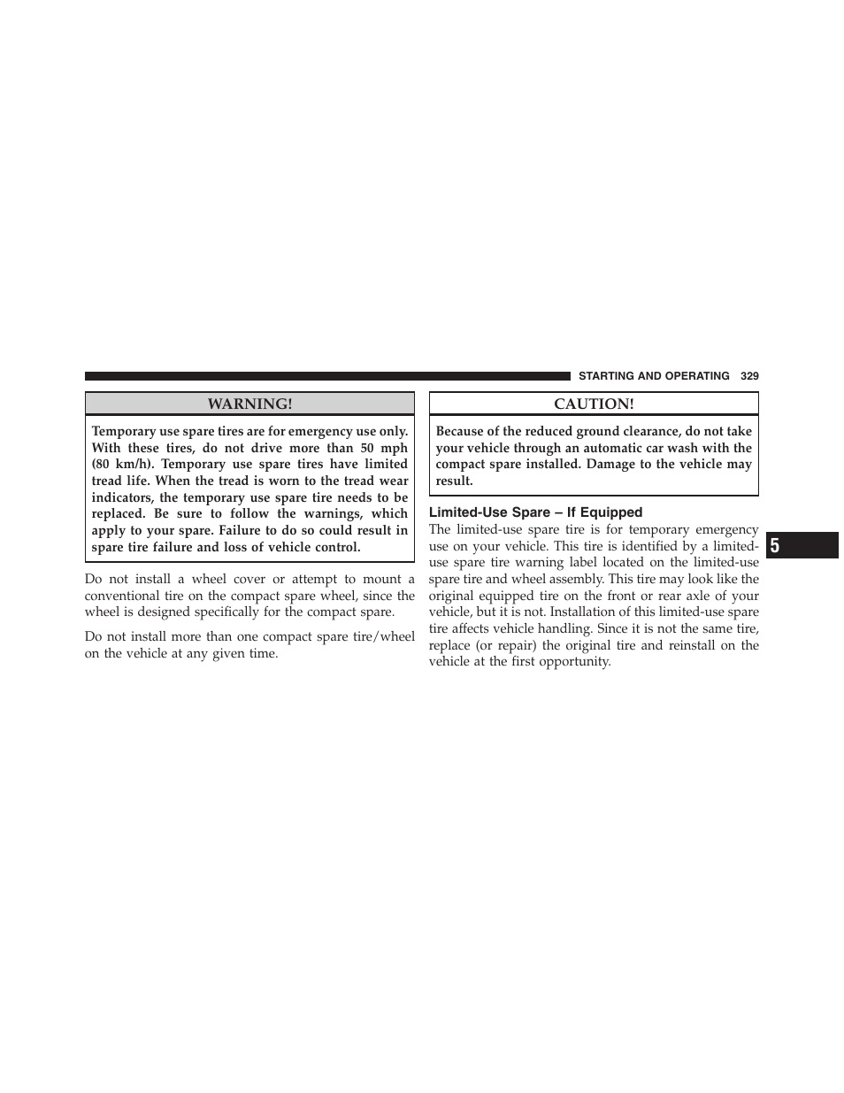 Limited-use spare – if equipped, Shifting procedure – electronically shifted, Transfer case | Dodge 2011 Nitro User Manual | Page 330 / 484