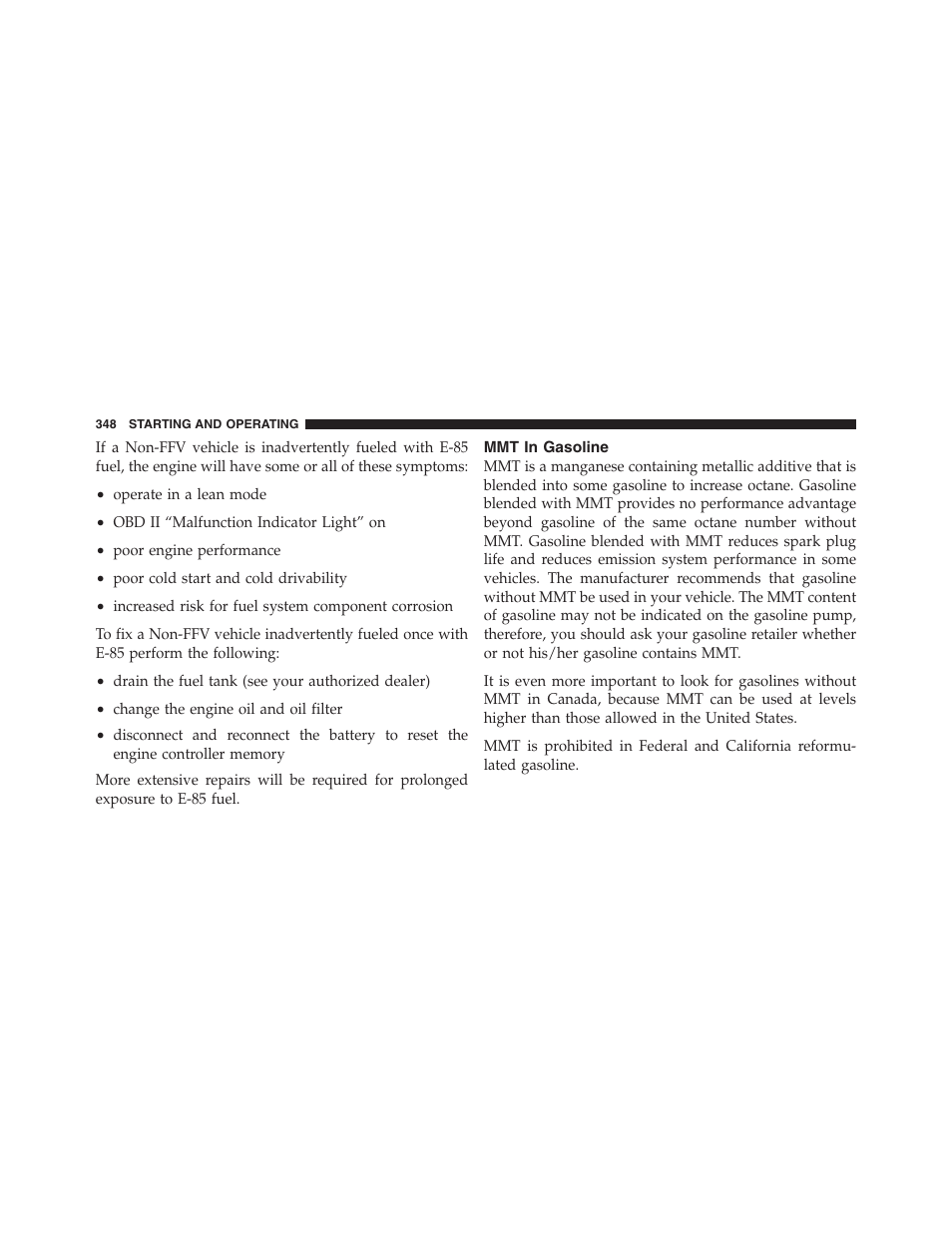 Mmt in gasoline, Tire identification number (tin) | Dodge 2011 Nitro User Manual | Page 349 / 484