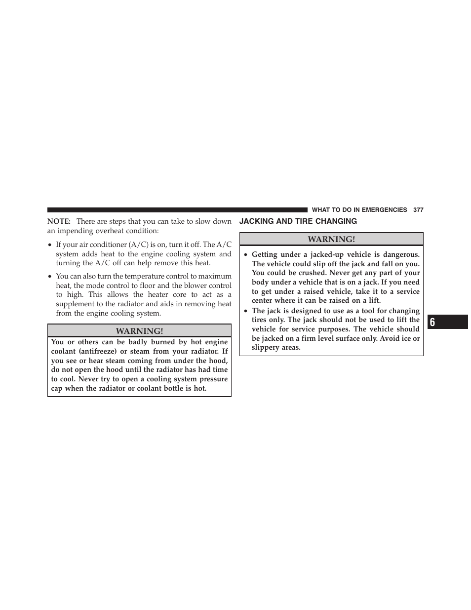 Jacking and tire changing, General information | Dodge 2011 Nitro User Manual | Page 378 / 484