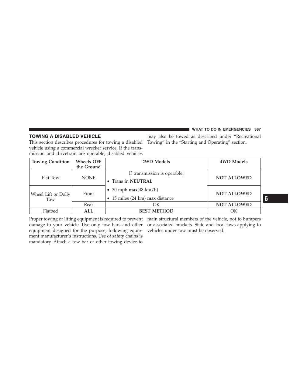 Towing a disabled vehicle | Dodge 2011 Nitro User Manual | Page 388 / 484