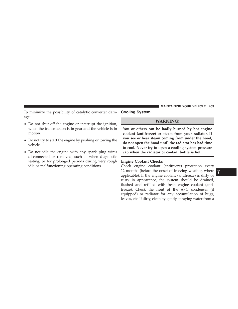 Cooling system, If your engine overheats | Dodge 2011 Nitro User Manual | Page 410 / 484