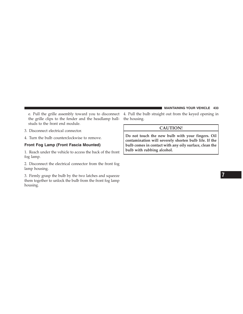 Front fog lamp (front fascia mounted), Replacement parts | Dodge 2011 Nitro User Manual | Page 434 / 484