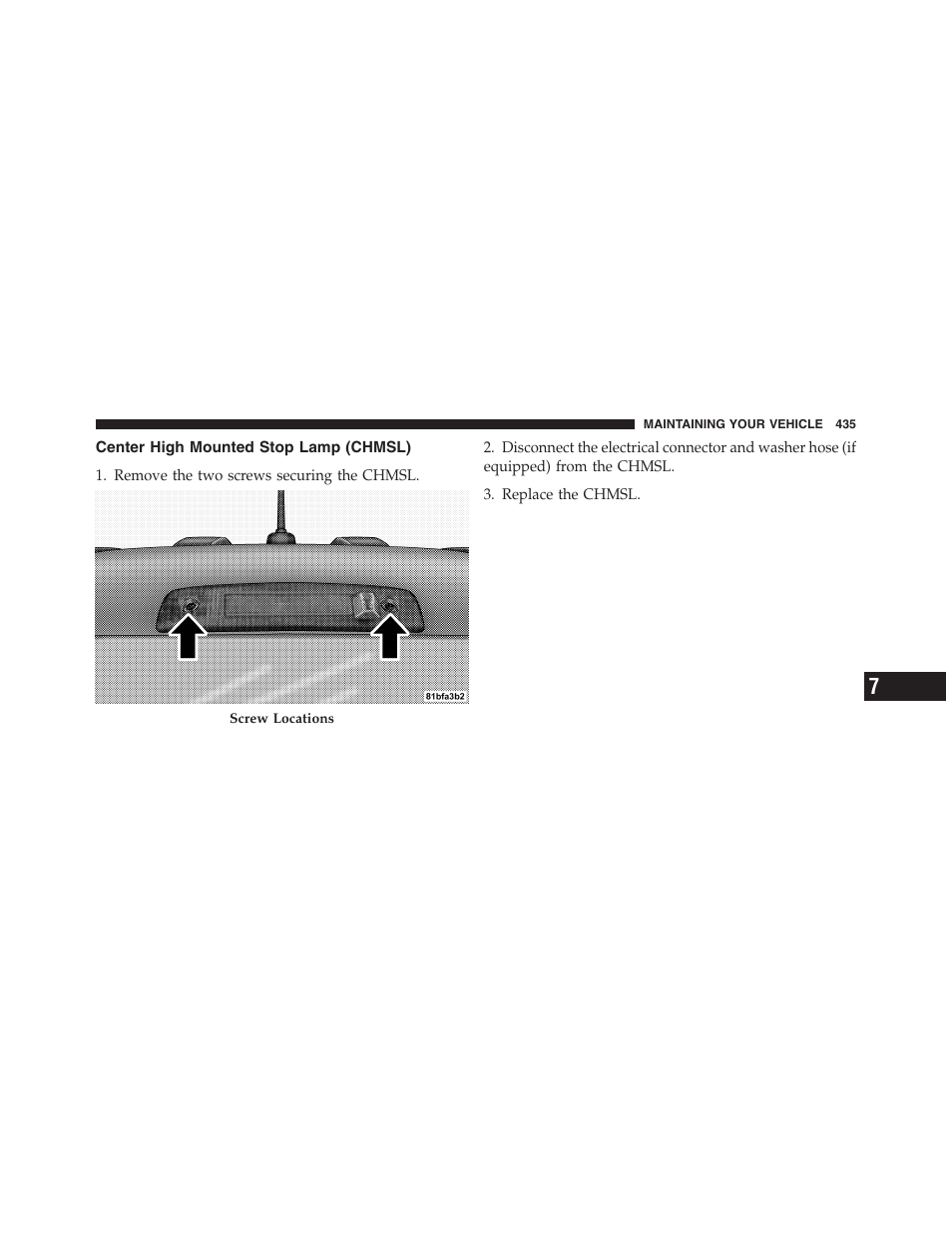 Center high mounted stop lamp (chmsl), Maintenance procedures | Dodge 2011 Nitro User Manual | Page 436 / 484