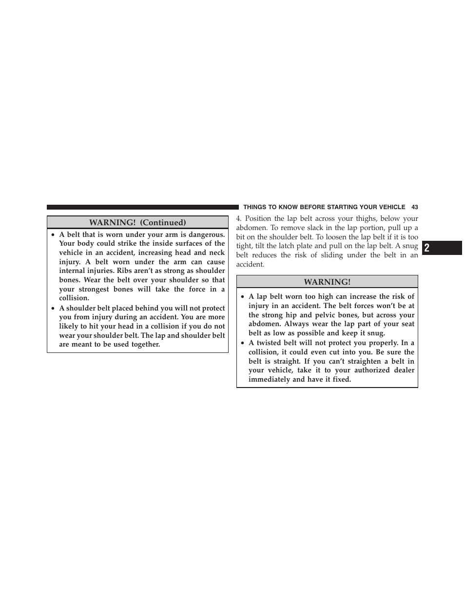 Dodge 2011 Nitro User Manual | Page 44 / 484