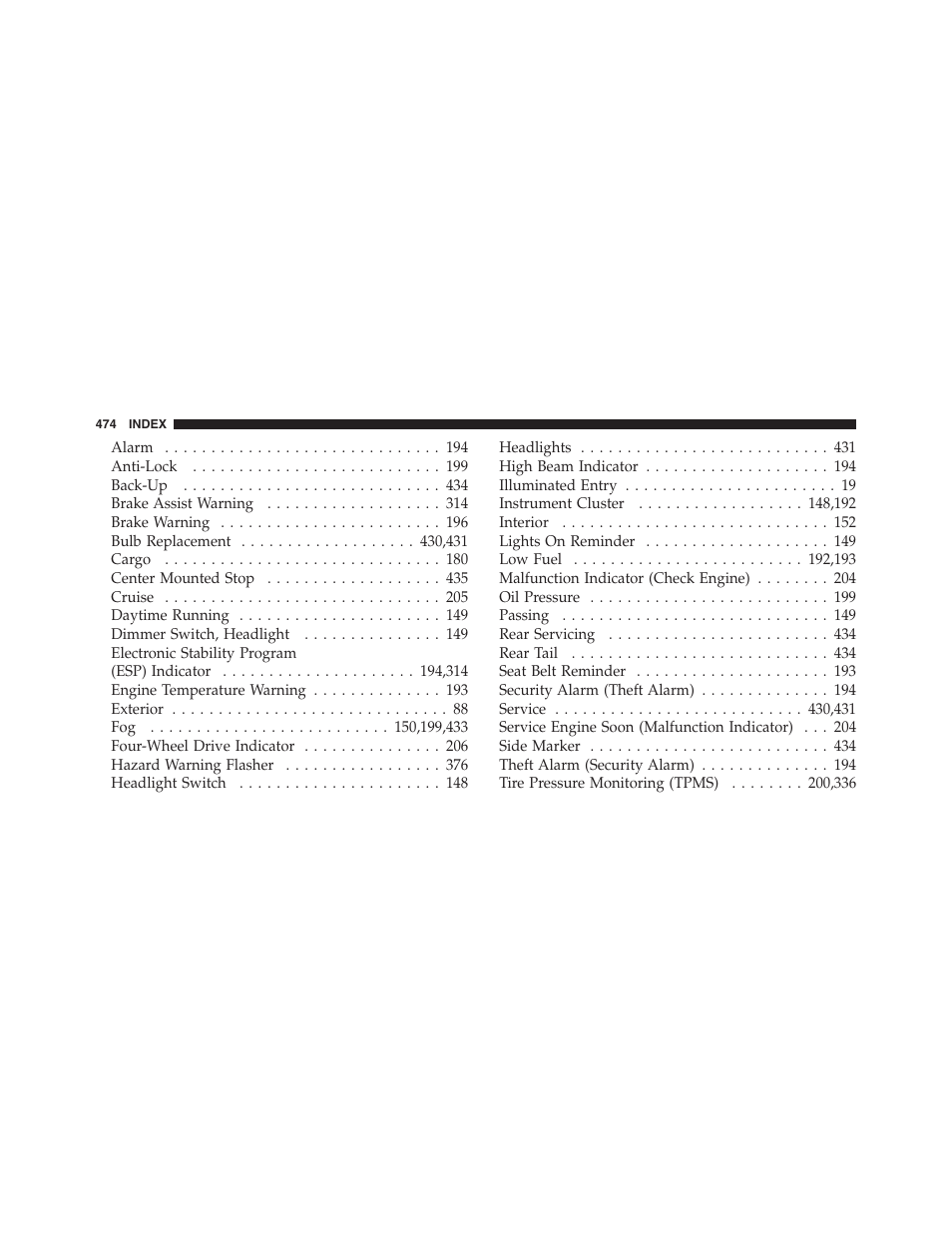 Center high mounted stop lamp, Chmsl) | Dodge 2011 Nitro User Manual | Page 475 / 484