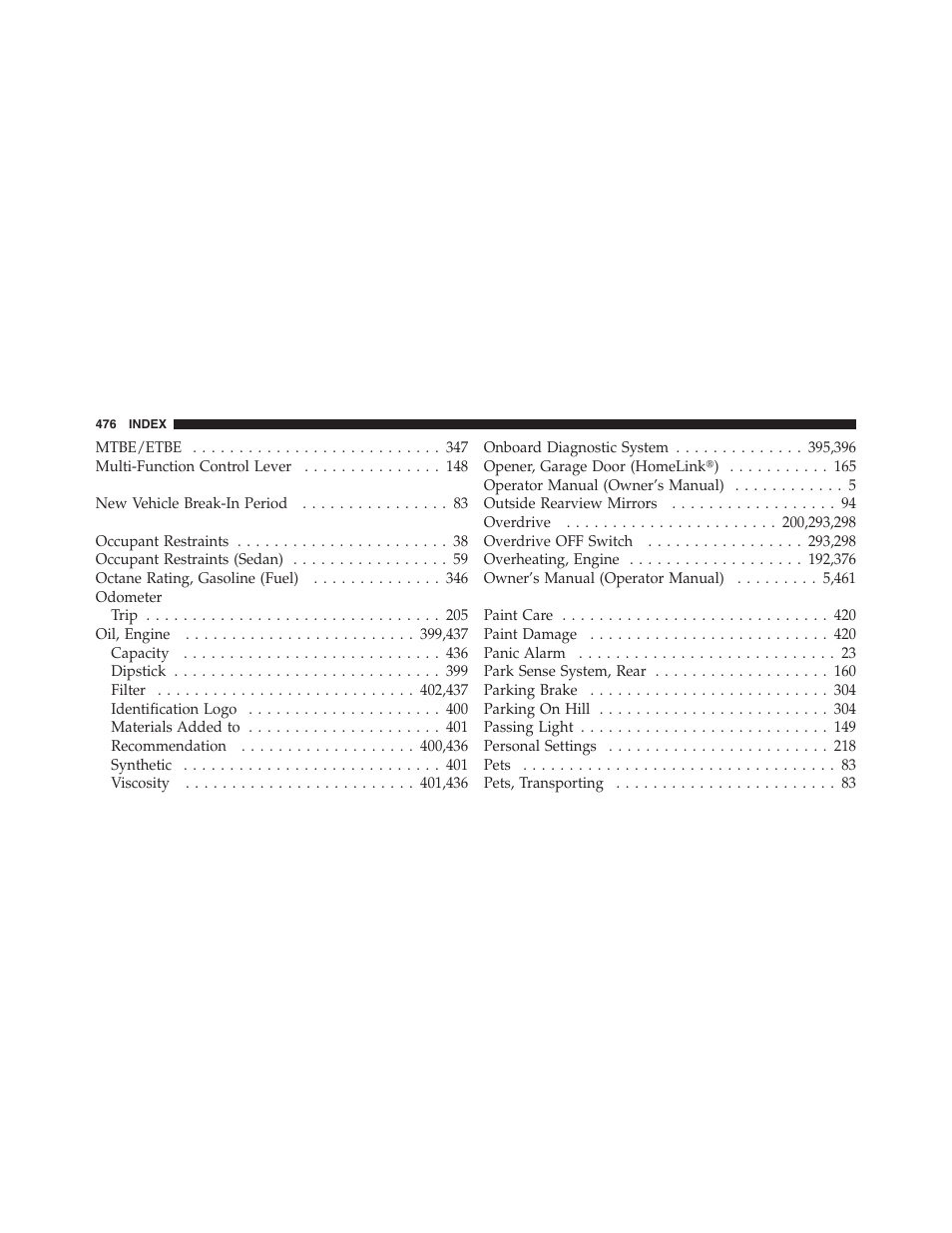 Fluids, lubricants and genuine parts, Engine | Dodge 2011 Nitro User Manual | Page 477 / 484