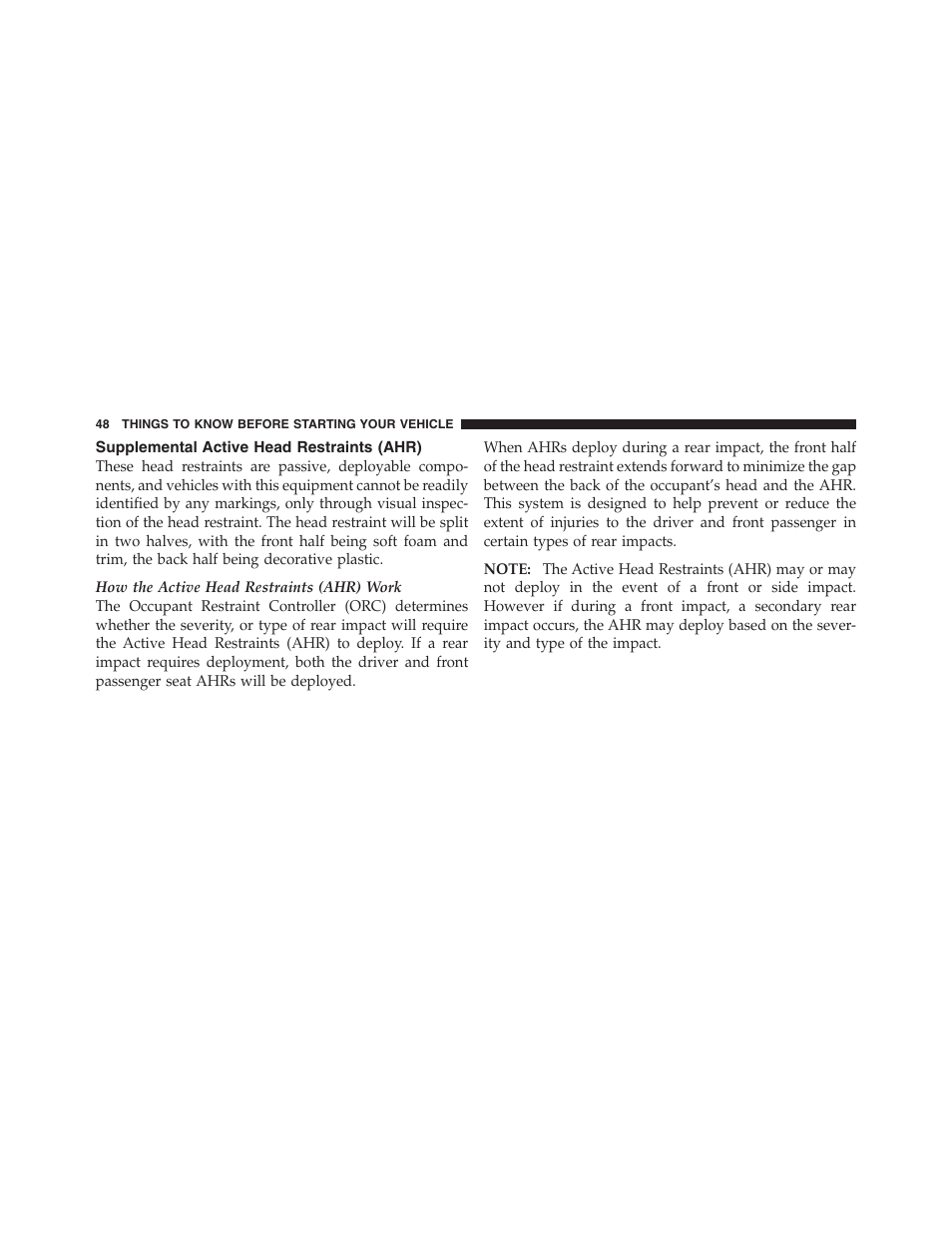 Supplemental active head restraints (ahr) | Dodge 2011 Nitro User Manual | Page 49 / 484