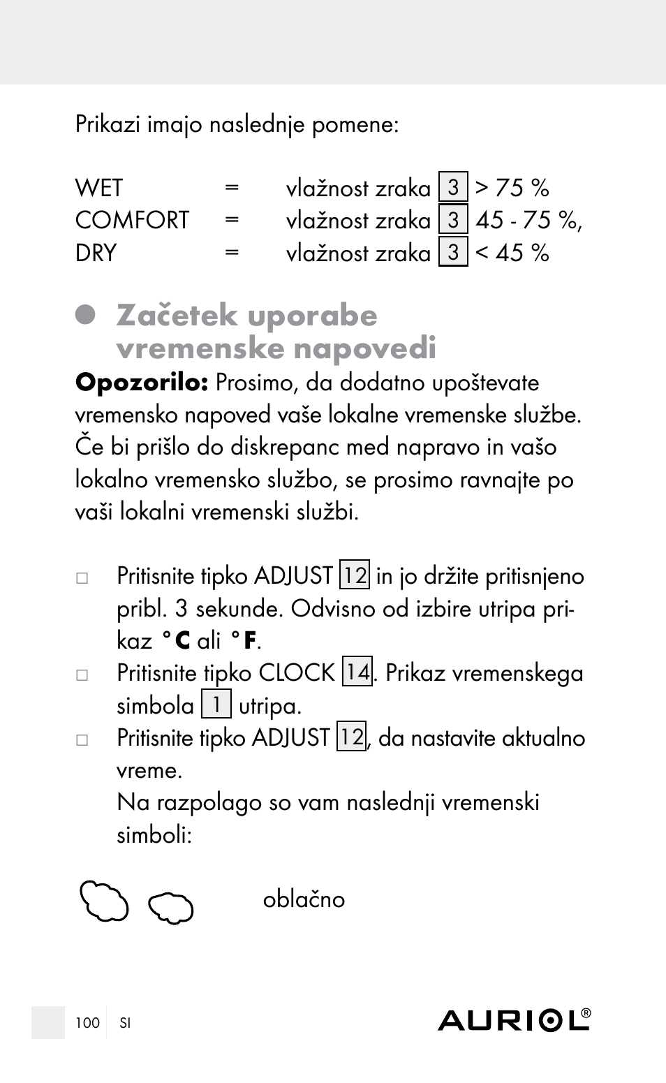 Začetek uporabe vremenske napovedi | Auriol Z29962E_F User Manual | Page 100 / 212