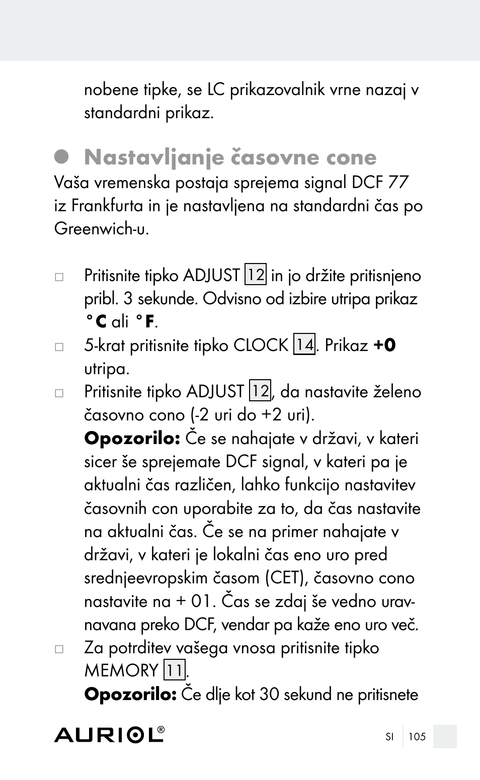 Nastavljanje časovne cone | Auriol Z29962E_F User Manual | Page 105 / 212