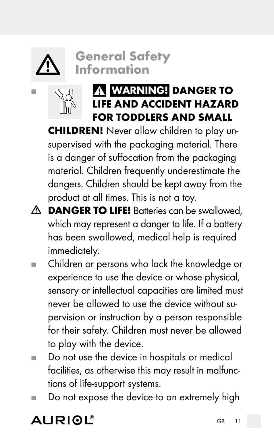 General safety information | Auriol Z29962E_F User Manual | Page 11 / 212