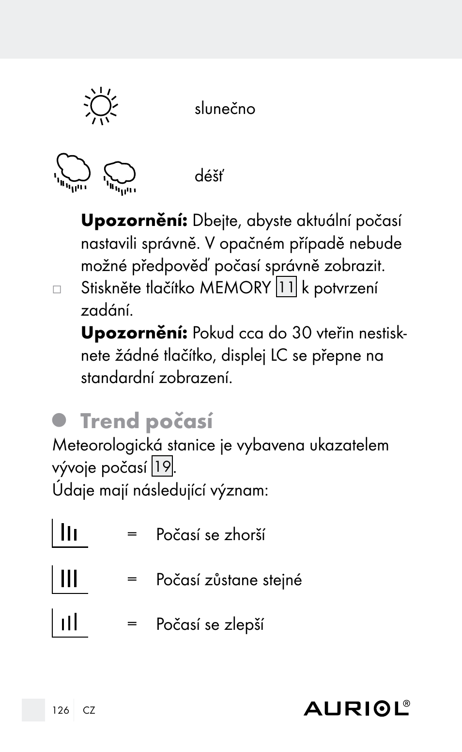 Trend počasí | Auriol Z29962E_F User Manual | Page 126 / 212