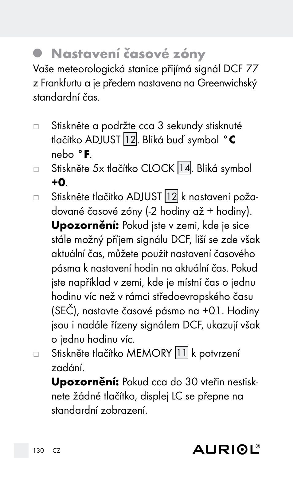 Nastavení časové zóny | Auriol Z29962E_F User Manual | Page 130 / 212