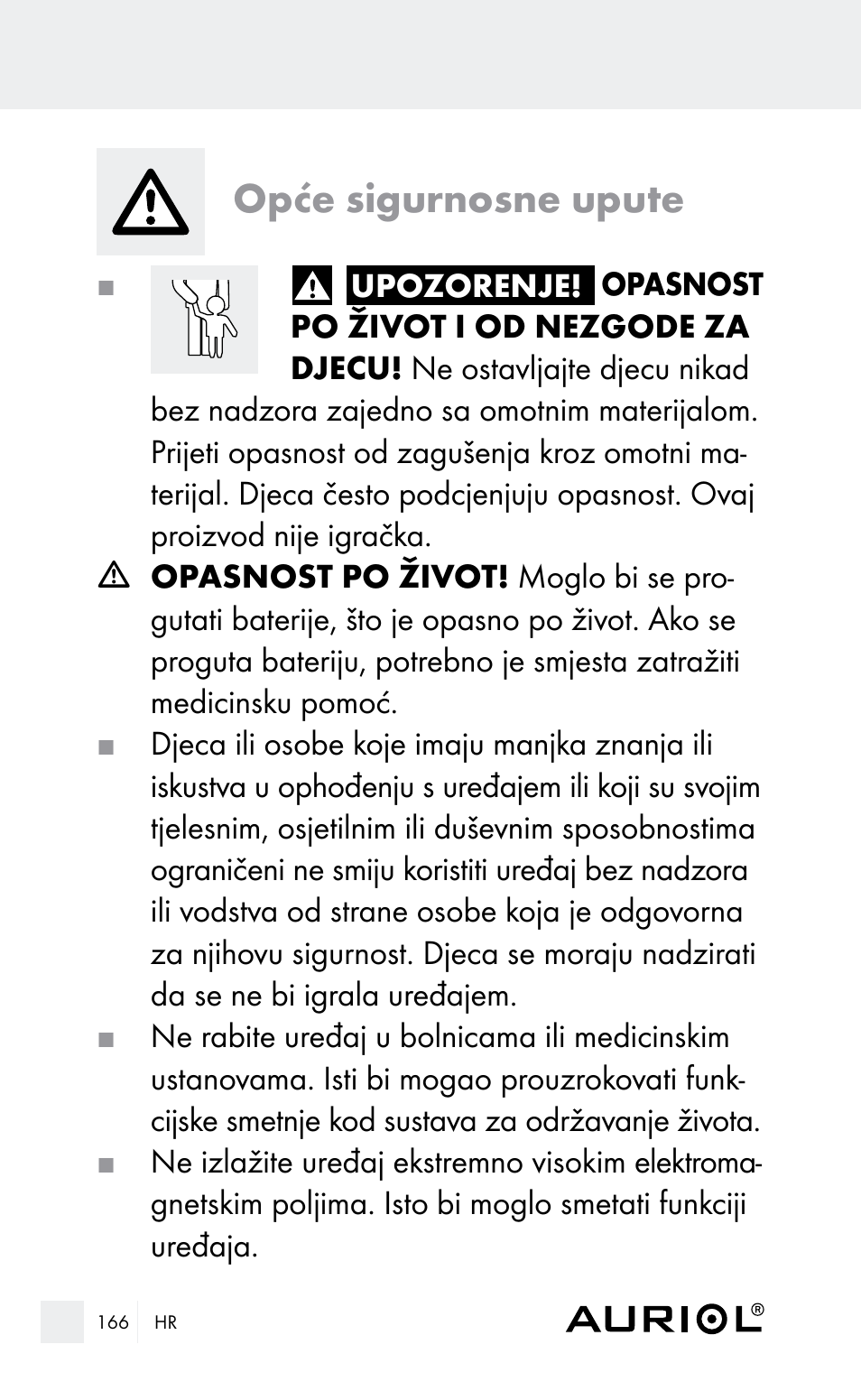 Opće sigurnosne upute | Auriol Z29962E_F User Manual | Page 166 / 212