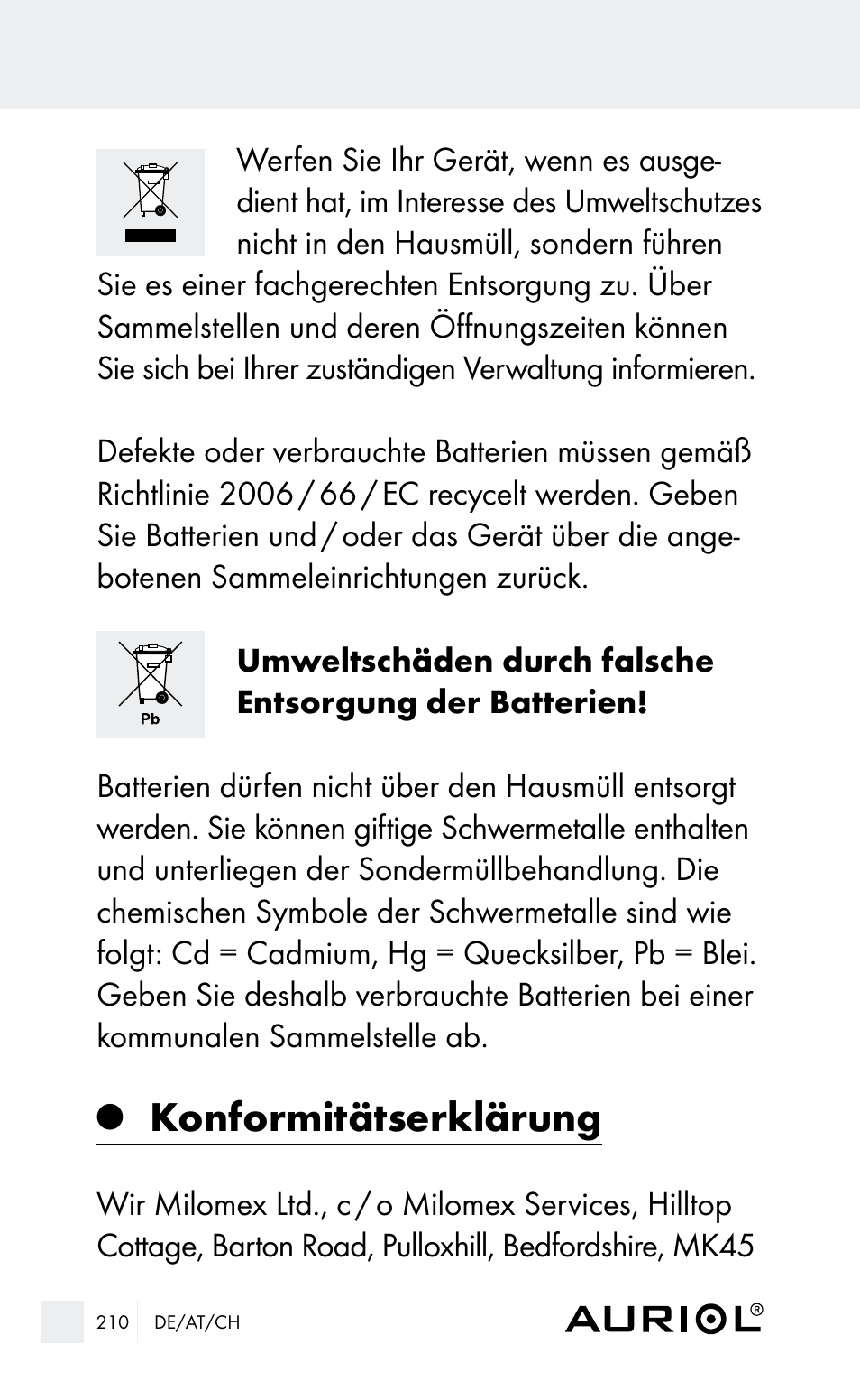 Konformitätserklärung | Auriol Z29962E_F User Manual | Page 210 / 212